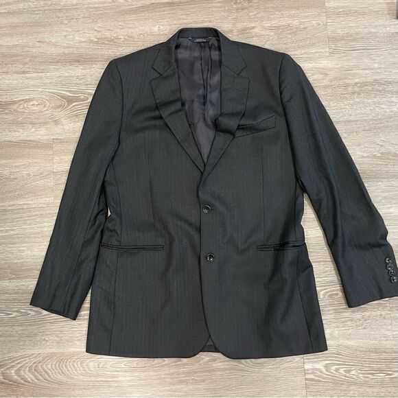 Brooks Brothers Wool Fitzgerald Saxxon Gray Herringbone Sport Coat Jacket Sz 42L - Picture 1 of 15